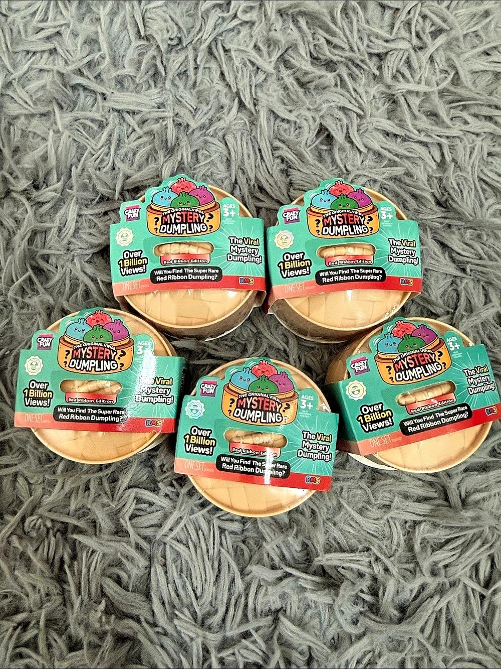 Crazy Fun Mini Mystery Dumpling Red Ribbon Edition Plush Toy Set of 5 NWT